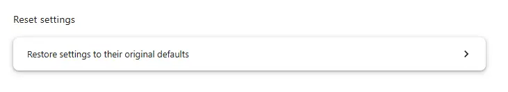 estore settings to their original defaults in Google Chrome