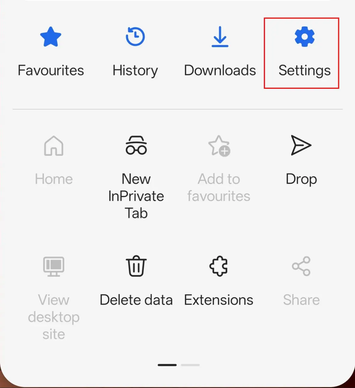 Setting in Edge on Android