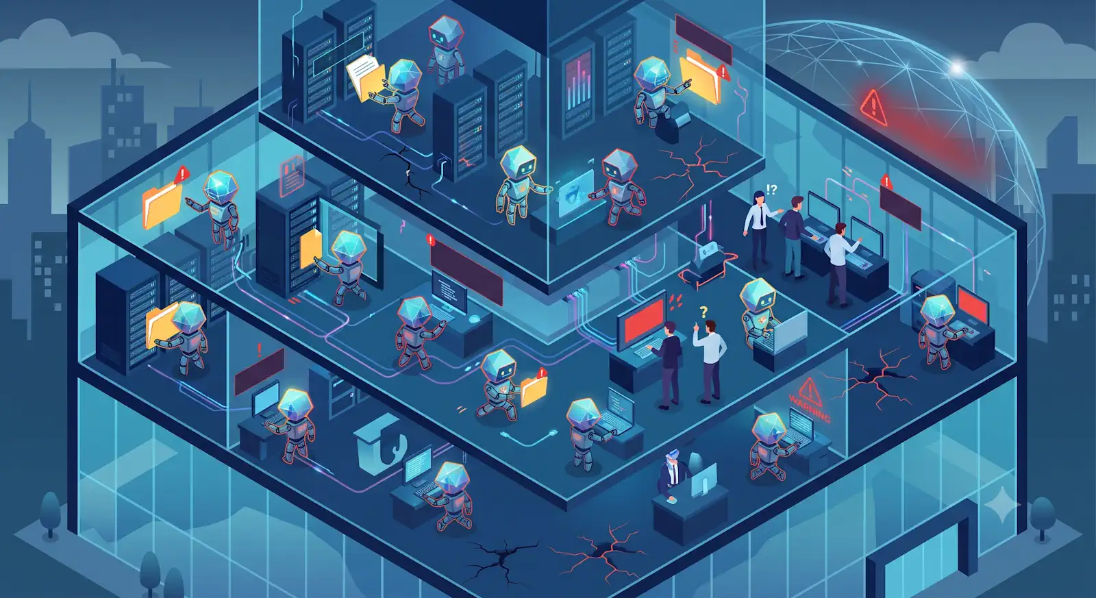 ai agents security shown by ai agents roaming around business causing havoc