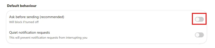 ask before sending in Edge