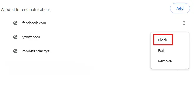 block notifications in chrome