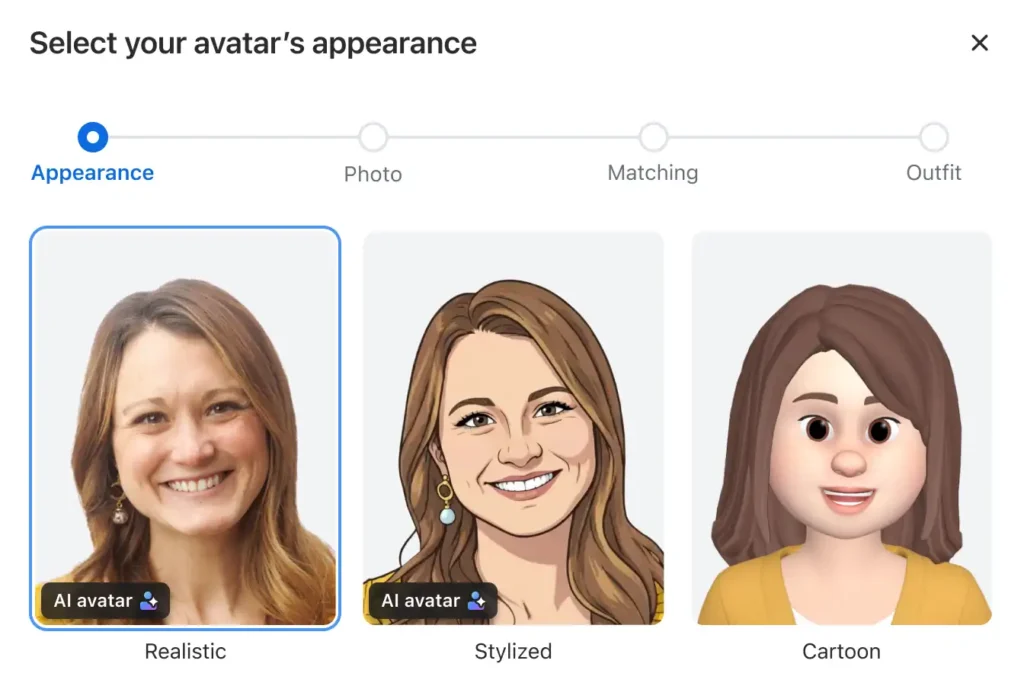 Zoom AI avatar options