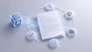 document workflow ai ready graphic - document surrounded by stages of the workflow