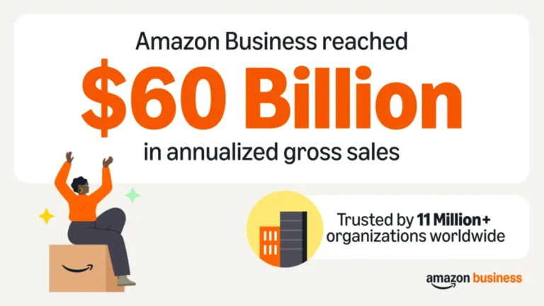 Amazon infographic showing $60 billion target met