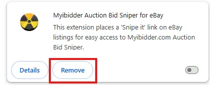 extensions in chrome and the remove button