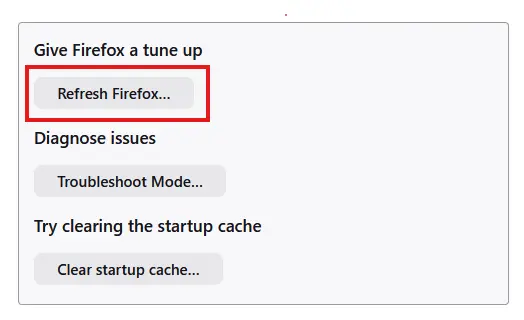 refresh firefox option