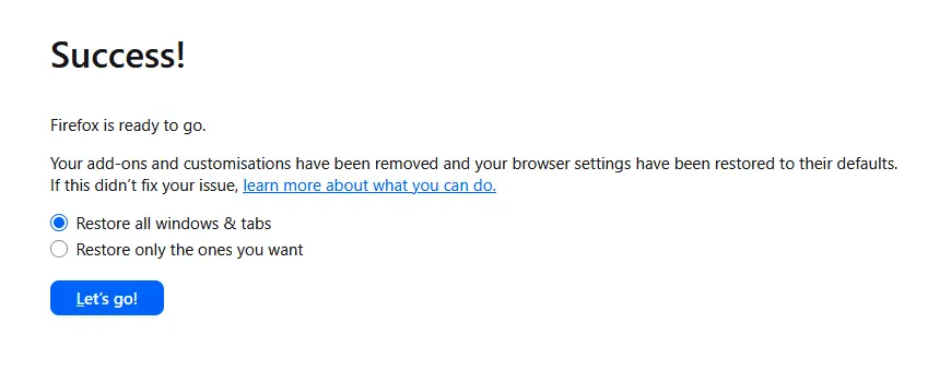 restore all windows and tabs firefox