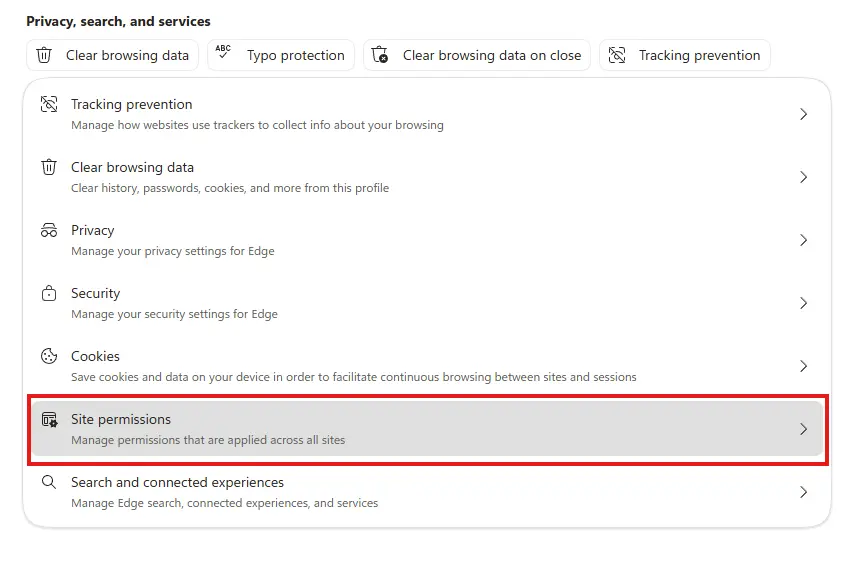 site permissions edge