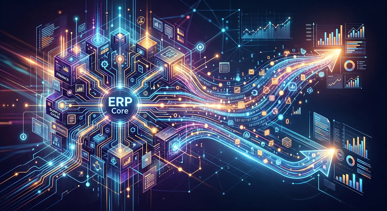 abstract image to illustrate data being extracted from an ERP