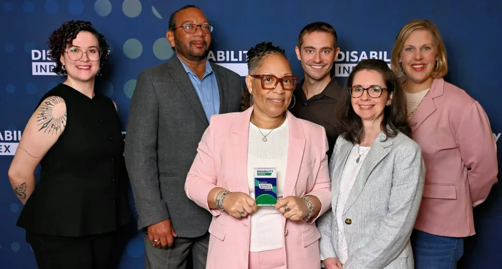 Lenovo employees receiving their award at the Disability:IN Global Conference 2026 in Dallas, US