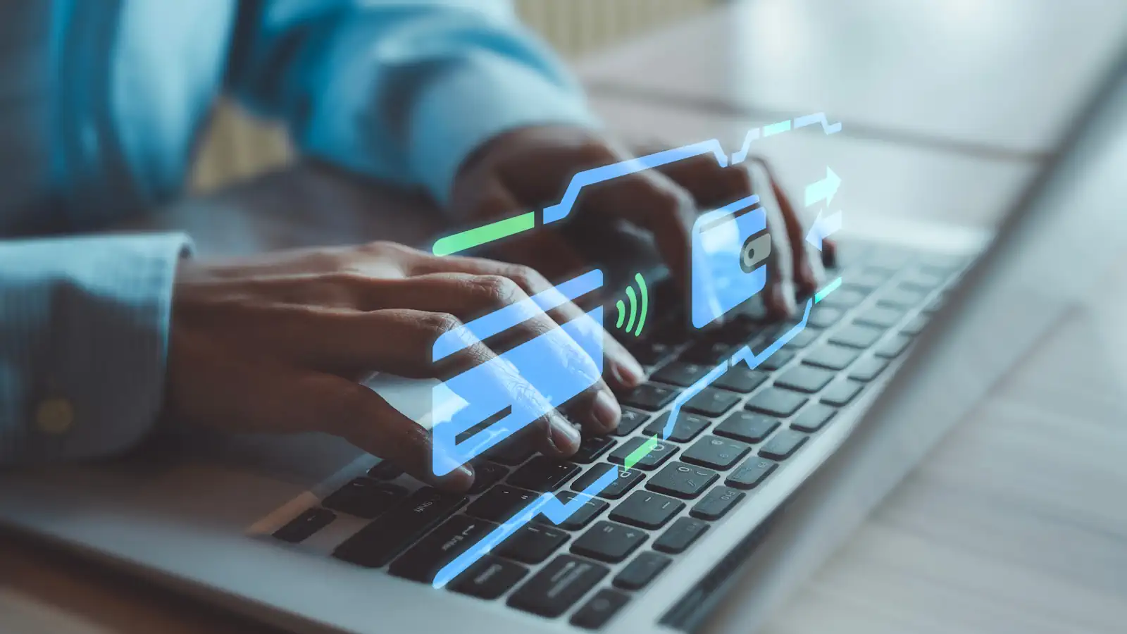 lockbox processing shown by a virtual wallet on a laptop