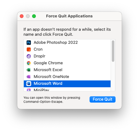 Force quit applications MAc
