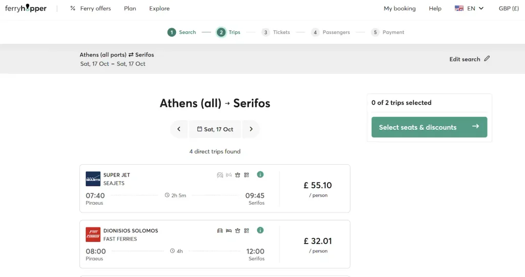 ferryhopper website screenshot