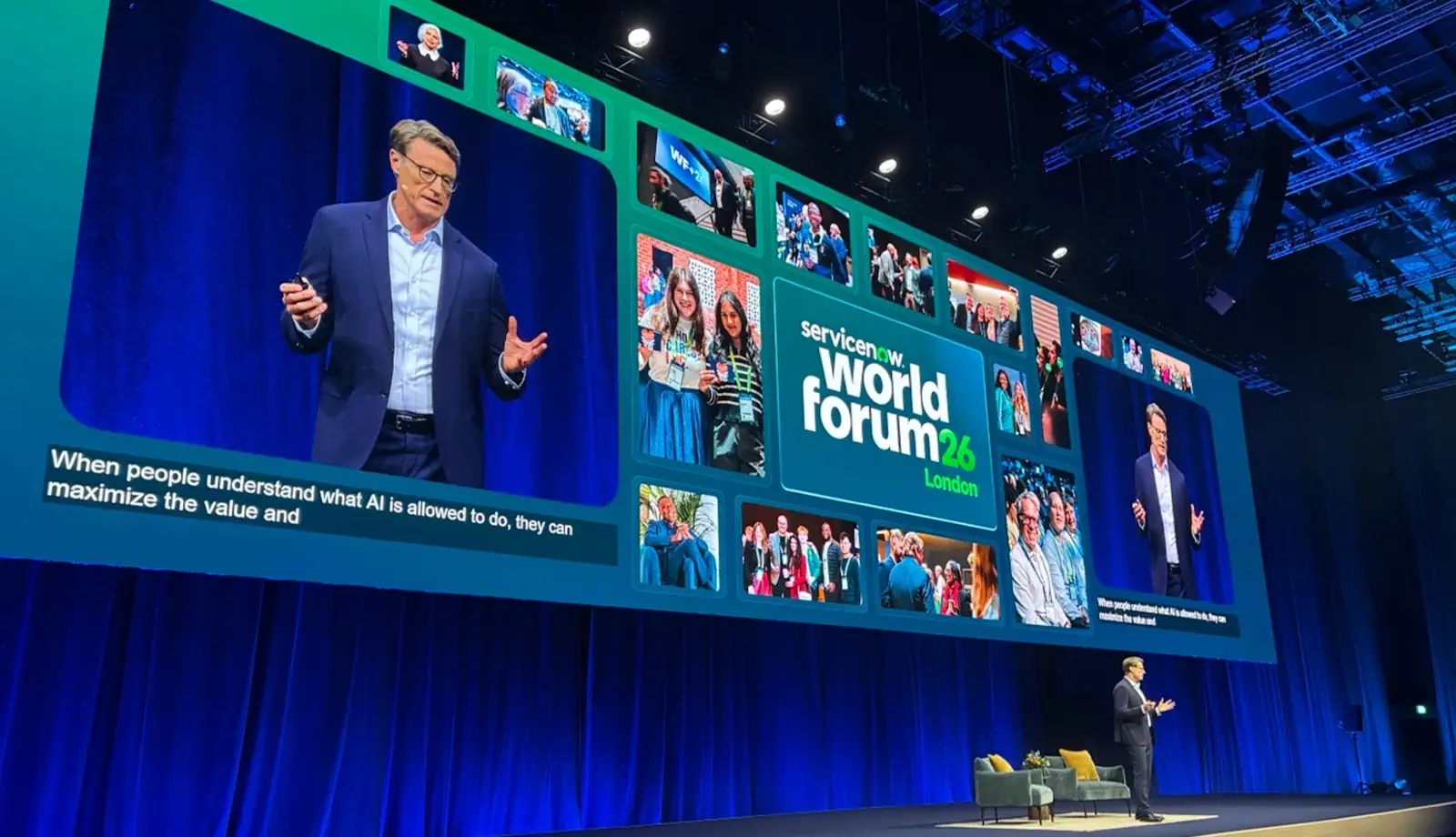 Maxime Chardome, Product Marketing Manager at ServiceNow, on stage at its World Forum 2026 in London this week