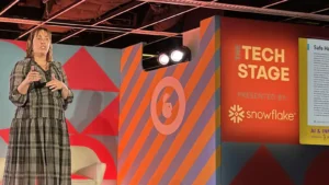 Snowflake's Erin Foxworthy on stage at Advertising Week